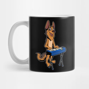 Cartoon german shepherd playing keyboard Mug